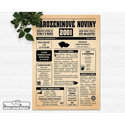 Narozeninové noviny 2001 - jednostranné