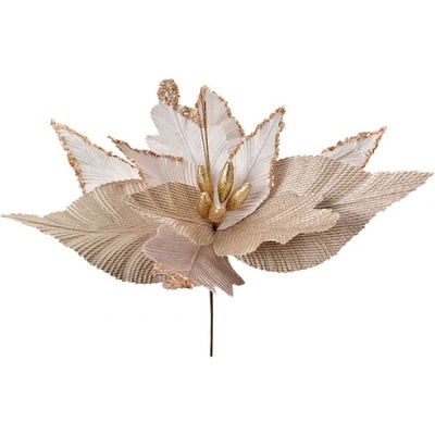 Bílo-zlatá umělá rostlina pryšec / vánoční hvězda Poinsettia – 50x62 cm