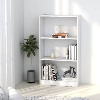 Sonata 3-етажна библиотека, бяла, 60x24x108 см, ПДЧ