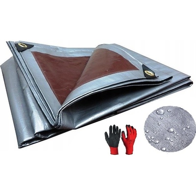 ShopJK krycí plachta STŘÍBRNO HNĚDÁ 4 x 8 M 210 g/m²