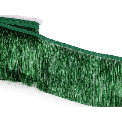 Třásně metalické husté šíře 15 cm, střední, 6 zelená
