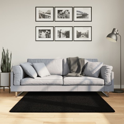 vidaXL Килим HUARTE с къс косъм, мек и миещ се, черен, 120x120 см (375113)