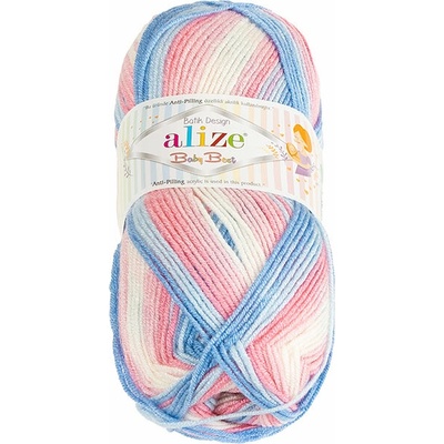 BELLATEX Baby Best Batik 100 g - 7935 bílá, růžová, modrá