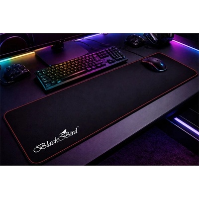 BlackBird подложка за мишка Gamer DeepBlack 70x30 см, дебелина 3 мм, с червен шев по краищата (BH1823)