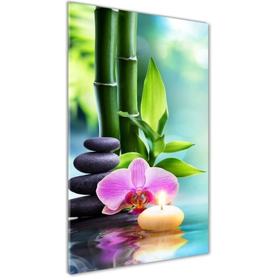 Vertikálny foto obraz sklenený Orchidea a bambus 50x100 cm