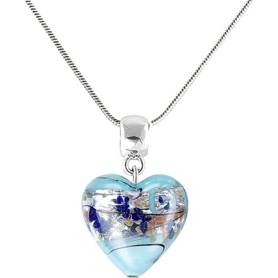 Lampglas Půvabný ice heart s ryzím stříbrem v perle NLH29