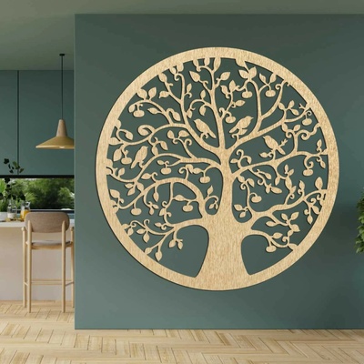 Dřevěný kruhový strom života na zeď | ARBOR: Překližka Topol - Honey 3071 30 cm 4546-101238 PR0382