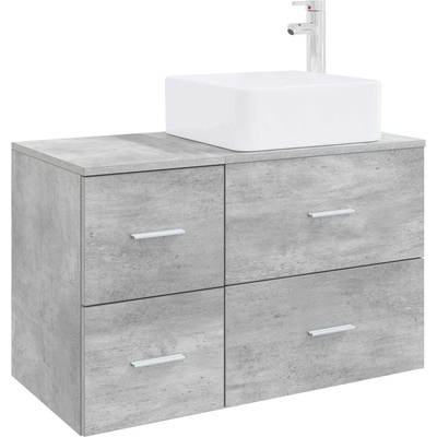 vidaXL Комплект мебели за баня 2 pcs Бетонно сиво Инженерна дървесина (3403963)