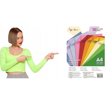 Farebný papier Gimboo A4 100 listov 80g 10 neónových farieb