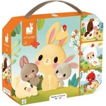 Janod Farm Puzzle в куфарче 4в1 Ферма животни 6-9-12-16 бр (J03319)