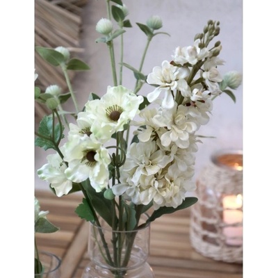 Dekorácia umelý krémový kvet Delphinium cream - 80 cm - Chic Antique