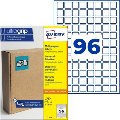 Avery Zweckform L7131-10 Čtvercové etikety 20x20 mm 960 ks bílé