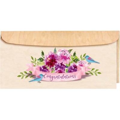 Drevené blahoželanie Kytica pivoniek Cozywood DL