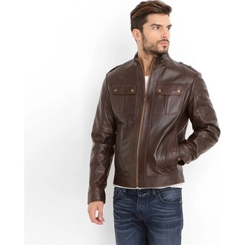 Jacket Club Мъжко яке от естествена кожа e-892 - Кафяво #321315 (321315_Кафяво)
