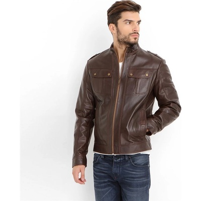 Jacket Club Мъжко яке от естествена кожа e-892 - Кафяво #321315 (321315_Кафяво)