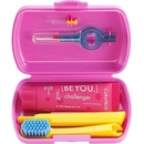 Curaprox Travel Set zubná kefka + CPS medzizubné kefky 2 ks + zubná pasta 10 ml darčeková sada, ružový