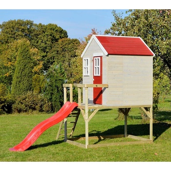 Wendi Toys Tiger drevený domček so šmykľavkou a pieskoviskom 330 x 350 x 242 cm