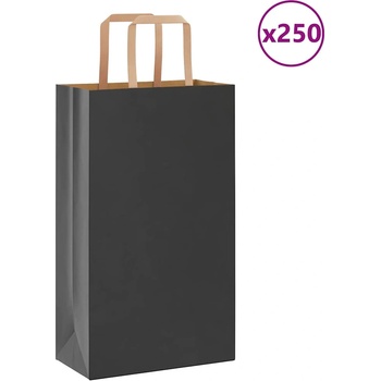 vidaXL Хартиени торбички 250 бр с дръжки черни 21x11x36 см (4101869)