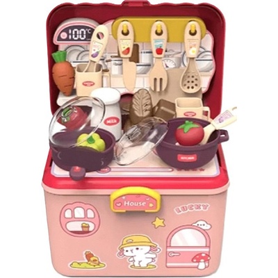 Sonne Детска кухня и аксесоари за игра 2 в 1 Sonne - 22 части, розова (sonne958)