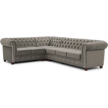 ROPEZ Сив кадифен разтегателен ъглов диван (ляв ъгъл L форма) York Blik - Ropez (York Blink 2+E+3 z f.spania Riviera 91 ( Davis ) l. srebrne, nogi brąz)