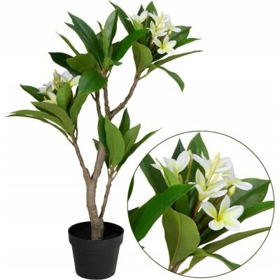 UMĚLÝ STROMEK rostlina FRANGIPANI KVĚT 90 cm v KVĚTINÁČI dekorace