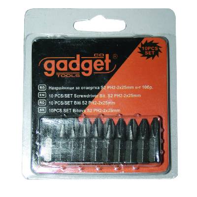 Накрайници за отвертка S2 PH2x25mm к-т 10бр. GADGET (390711)