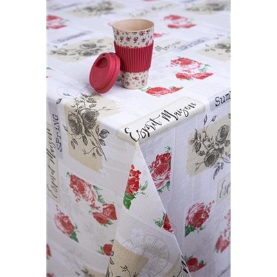 Obrus PVC 5739010, pivonky červené, metráž 20 m x 140 cm, IMPOL TRADE