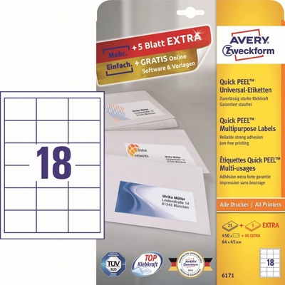 Avery Zweckform 25 listů, A4, bílé 6171