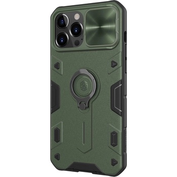 Nillkin CamShield Armor Hard Case - хибриден удароустойчив кейс с пръстен против изпускане за iPhone 13 Pro Max (зелен)