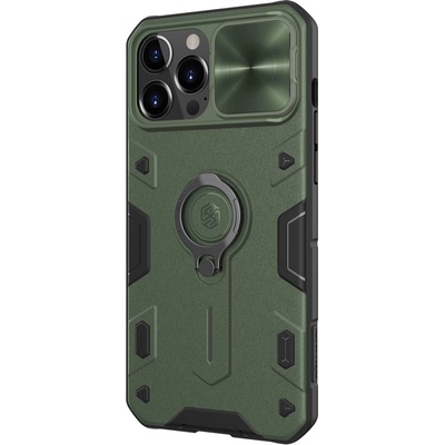 Nillkin CamShield Armor Hard Case - хибриден удароустойчив кейс с пръстен против изпускане за iPhone 13 Pro Max (зелен)