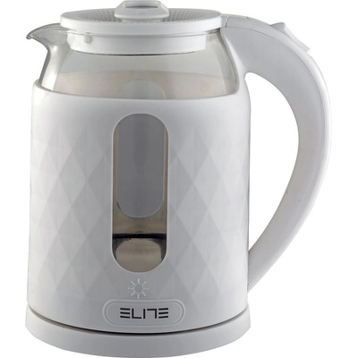 Elite Електрическа кана elite gek-1228w, Стъклен корпус, Бял (71228)