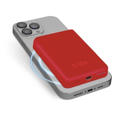 Преносима батерия Powerbank SBS TEBB5000MAG1CR 5000 mAh съвместим с MagSafe - червен (TEBB5000MAG1CR)
