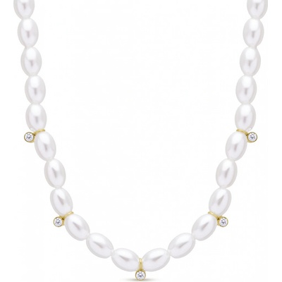 Ellami Korále z oválných umělých perel se zirkony 3002266