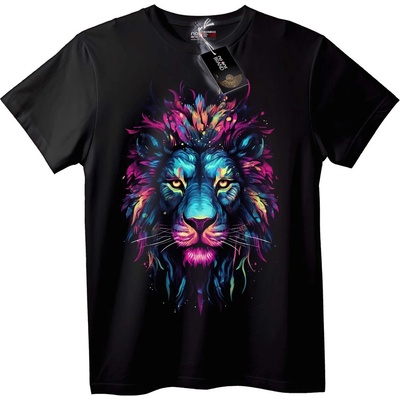 NOONEBRAND Тениска Неонов Лъв - 5XL, Black