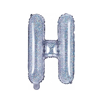 PartyDeco Fóliový balónek Mini Písmeno H 35 cm holografický