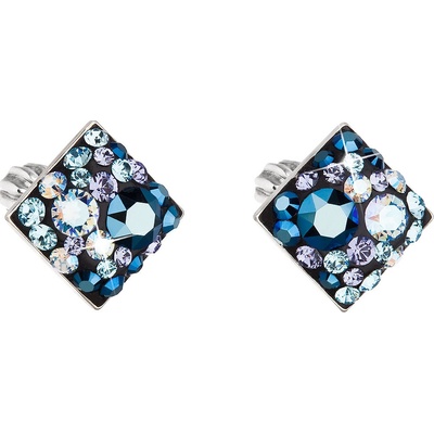 Pavona Stříbrné náušnice pecka s krystaly Swarovski modrý kosočtverec 31169.3 blue style