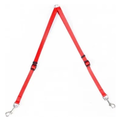 Duvoplus Nylon повод за две кучета - червен, дължина 40-70 см, ширина 15 мм, Белгия - 0111000026