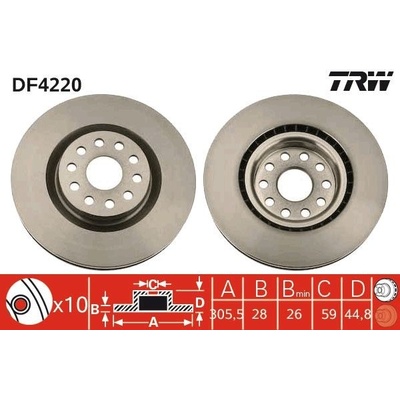 Brzdový kotúč (cena za 1ks) TRW DF4220