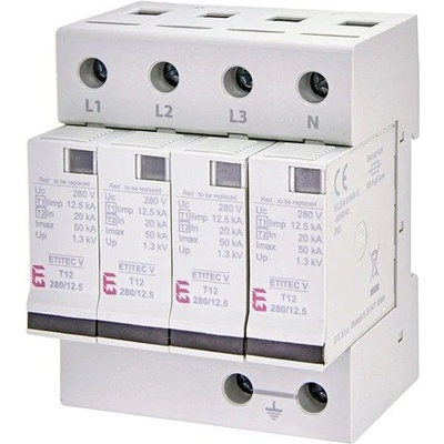 ETI 002442907 Катоден отводител (арестор) Тип I+II/Клас B+C 4Р 280V 12.5kA (002442907)