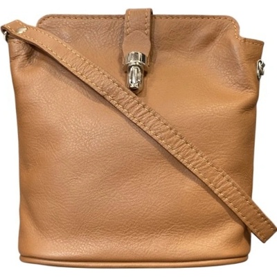Facebag menší kožená crossbody s kovovým zapínáním koňaková 9603/133