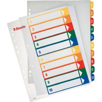Register, plastový, A4 Maxi, 1–10, s možnosťou potlače, ESSELTE, priehľadný 100213