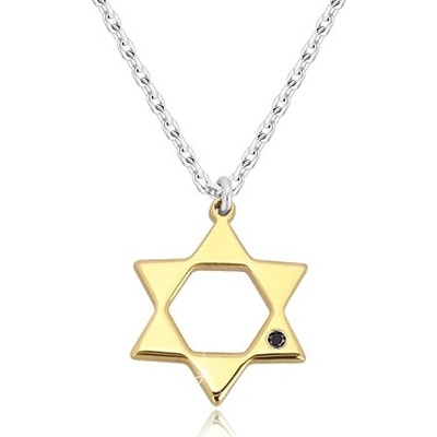 Šperky eshop Stříbrný Davidova hvězda ve zlatém odstínu černý diamant S76.17