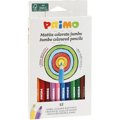 Primo Цветни моливи primo джъмбо шестоъгълни 12 броя 510maxi12e (510maxi12e)