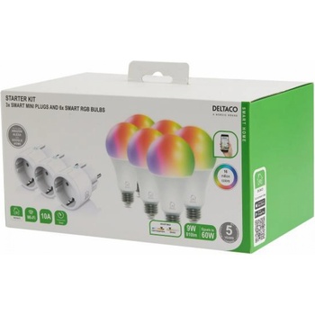 DELTACO Смарт комплект DELTACO SH-KIT03, 3x мини контакти, 6 xLED крушки, Google Assistant (DELT-SH-KIT03)