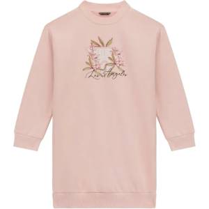 Guess Спортна рокля със средна дължина в бледо розов цвят с щампа и надпис Guess