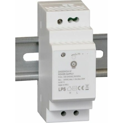 MWPower POS DIN-W spínaný zdroj na DIN lištu 12V / 24V – biely - 24V, 30W
