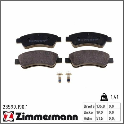 Sada brzdových destiček, kotoučová brzda ZIMMERMANN 23599.190.1 (235991901)
