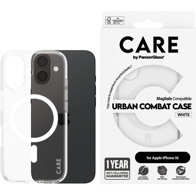 Panzer Гръб CARE by PanzerGlass за iPhone 16, Flagship Case Urban Combat White MagSafe