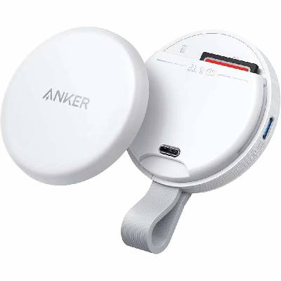 Четец за microSD и SD карти памет за iPhone с USB-C и MagSafe и други мобилни устройства с USB-C порт - Anker MagGo USB-C Card Reader (бял) (A83D1G21)