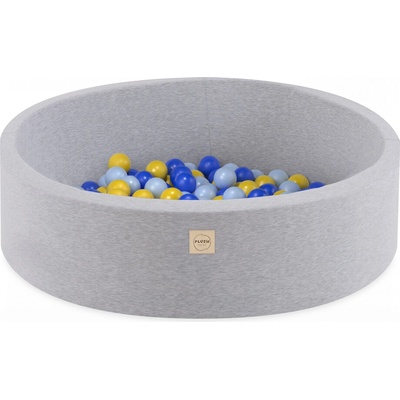 PLUSH NEST PLUSH NEST Suchý bazén okrúhly Bavlna svetlo šedý Ø 90 × 30 cm s 200 loptičkami